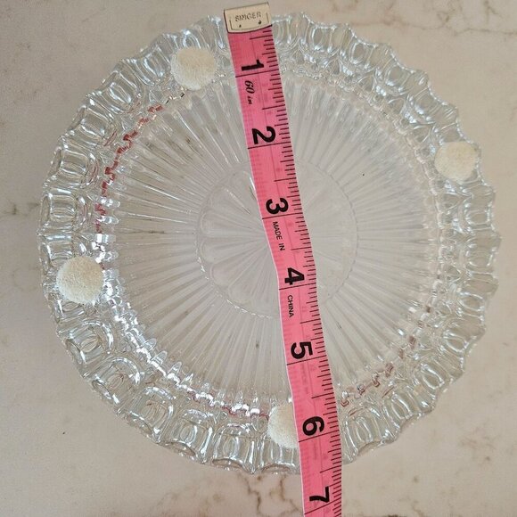 Vintage Heavy Crystal Cut Glass Ashtray Diamond Point  Round 6 1/2" EUC - Picture 6 of 6